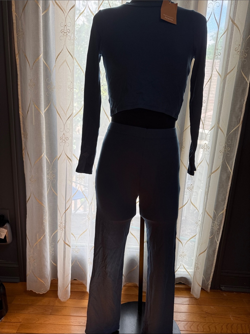 Reformation Ribbed Wide-Leg Pants Set - Ocean